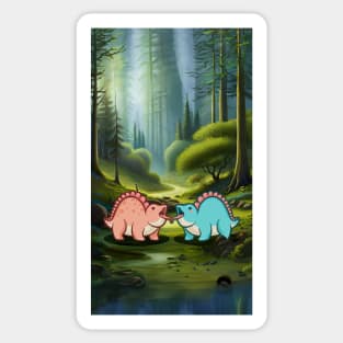 Couple Stegosaurus, Dino lovers, Dinosaur Sticker